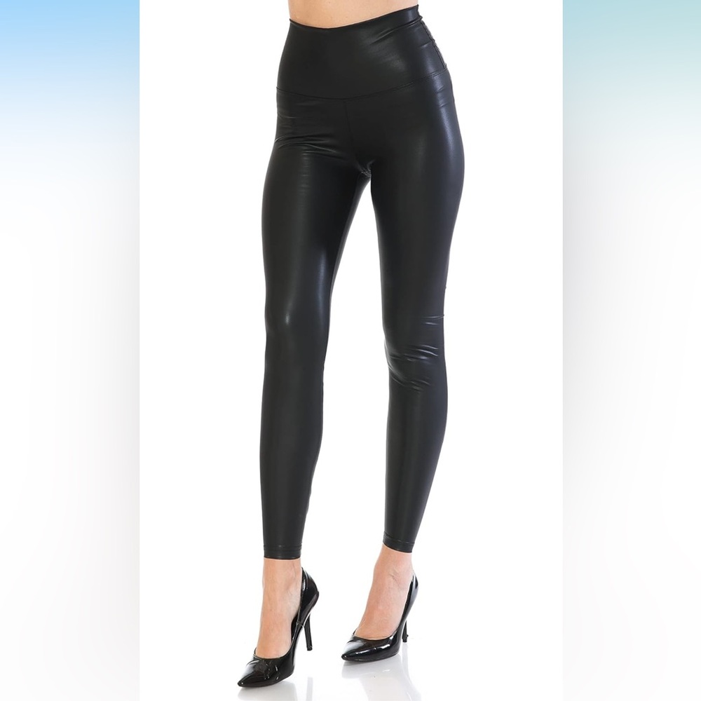 BLACK HIGH-WAISTED FAUX LEATHER LEGGINGS NWOT